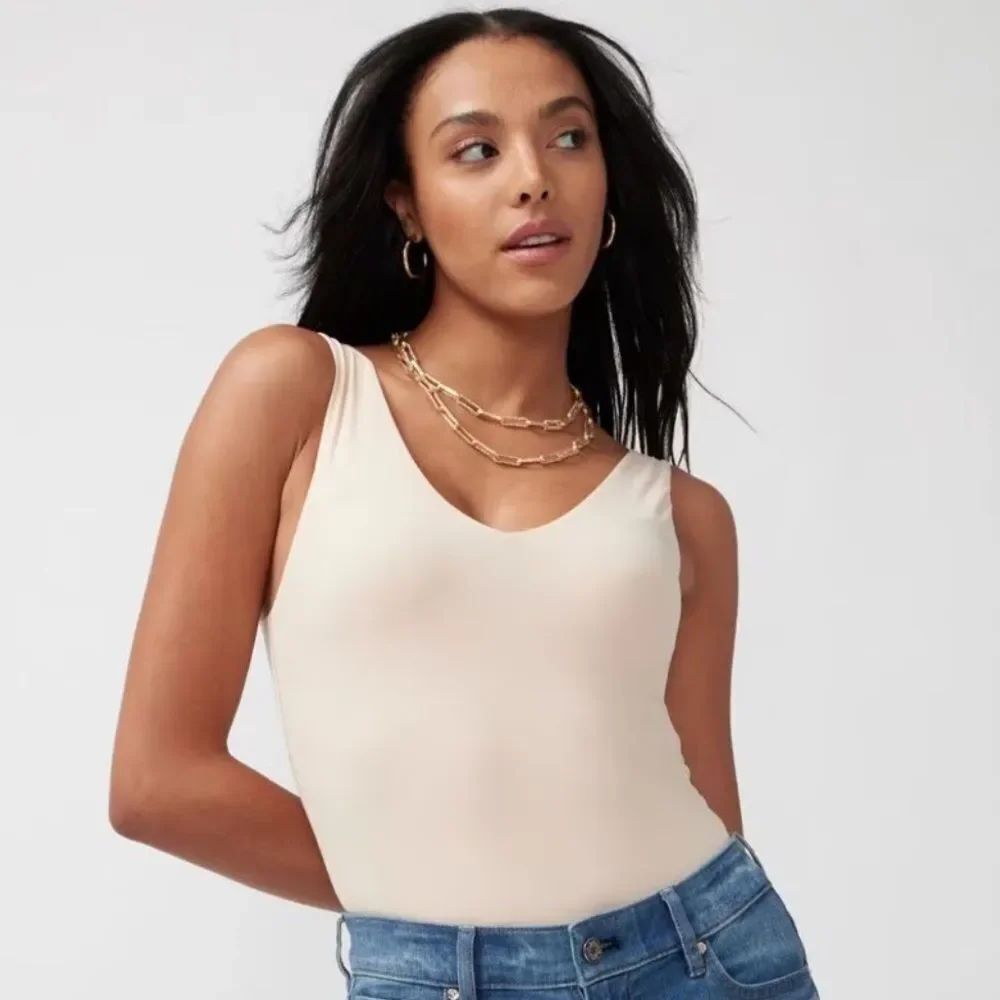 WHMB XL All Ways Dual Rounded and V-Neck Neck Pale Sand Beige Tank Top